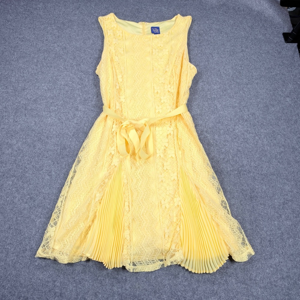 Disney Beauty and the Beast Yellow Lace Pleated Dress XL RN115562 Sleeveless